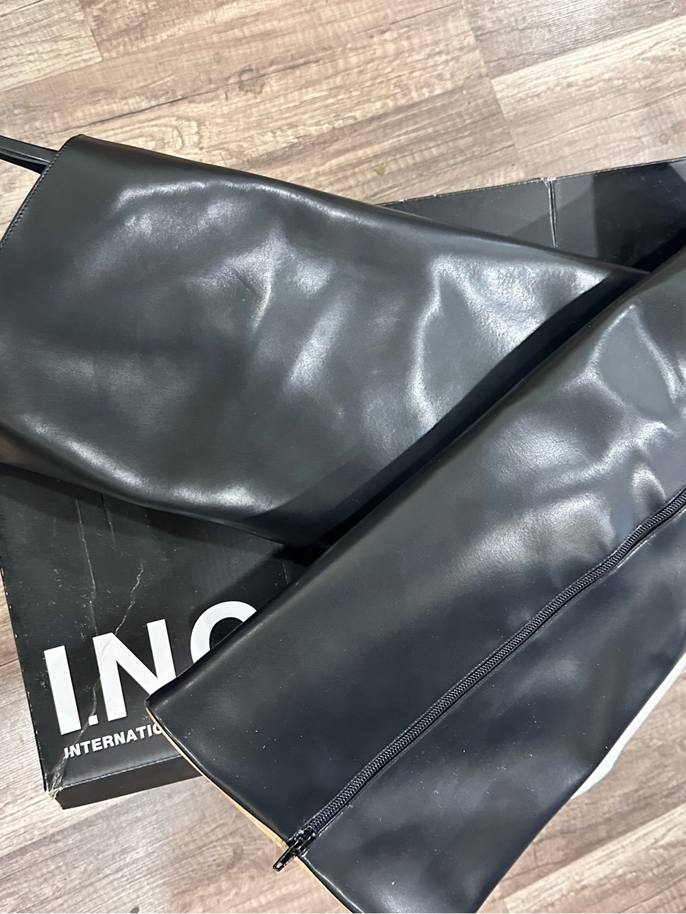 INC International Concepts Black Faux Leather Clutch